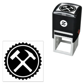Geologist's Rock Hammer Badge Self-inking Stamp