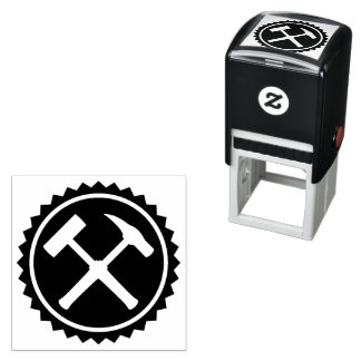 Geologist's Rock Hammer Badge Self-inking Stamp