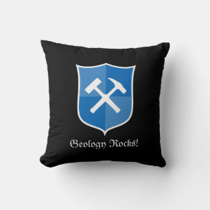 Geologist's Rock Hammer Crest Throw Pillow