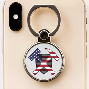 Geologist's Rock Hammer Logo- American Flag Phone Ring Stand
