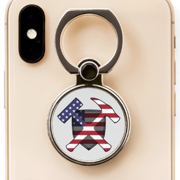 Geologist's Rock Hammer Logo- American Flag Phone Ring Stand Geologist's Rock Hammer Logo- American Flag Phone Ring Stand