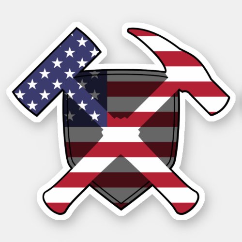 Geologists Rock Hammer Logo_ American Flag Vinyl Sticker