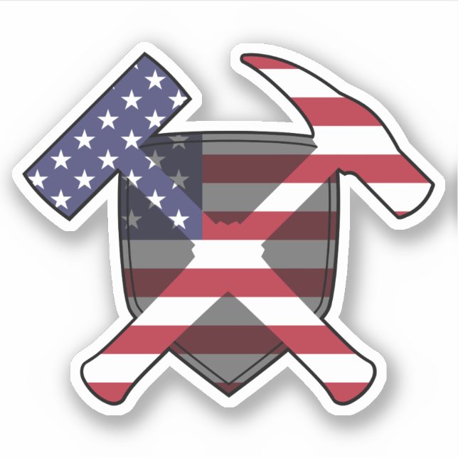 Geologist's Rock Hammer Logo- American Flag Vinyl Sticker (Front)