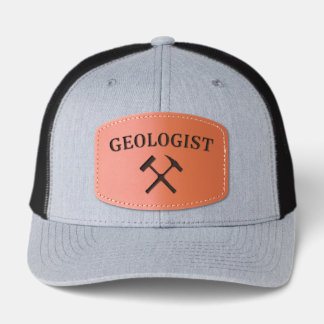 Geologist's Rock Hammer Logo Leather Patch Hat