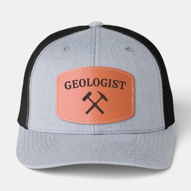 Geologist's Rock Hammer Logo Leather Patch Hat (Front)