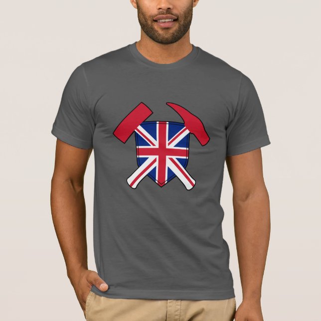 Geologist's Rock Hammer Logo- Union Jack Version T-Shirt (Front)