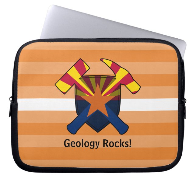 Geologist's Rock Hammer Logo with Arizona Flag Laptop Sleeve (Front)