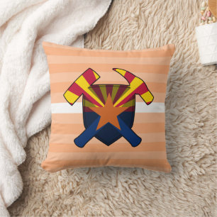 Geologist's Rock Hammer Logo with Arizona Flag Throw Pillow