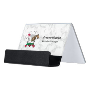 Geologist's Rock Hammer Logo with California Flag Desk Business Card Holder
