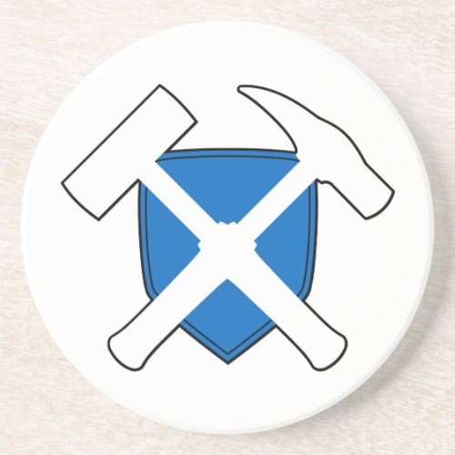Geologists Rock Hammer Logo with Flag of Scotland Coaster
