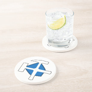 Geologist's Rock Hammer Logo with Flag of Scotland Coaster