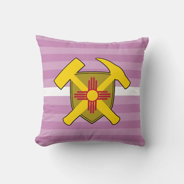 Geologist's Rock Hammer Logo with New Mexico Flag Throw Pillow (Front)