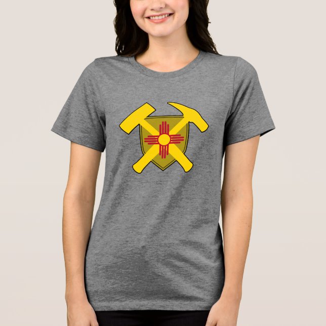 Geologist's Rock Hammer Logo with New Mexico Flag Tri-Blend Shirt (Front)