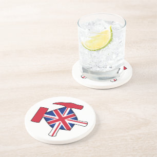 Geologist's Rock Hammer Logo with Union Jack Coaster