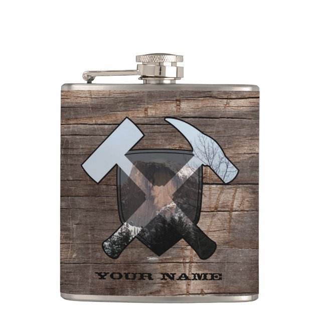 Geologist's Rock Hammer Shield- Half Dome Flask (Front)