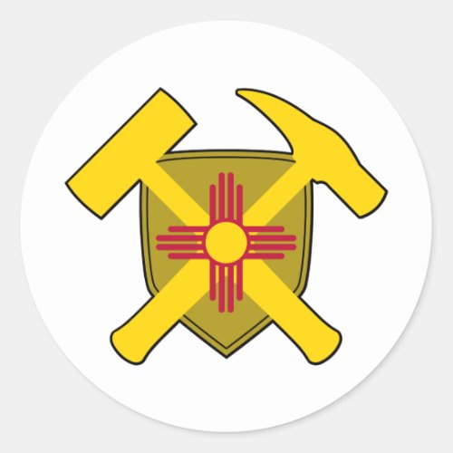 Geologists Rock Hammer Shield_ New Mexico Flag Classic Round Sticker