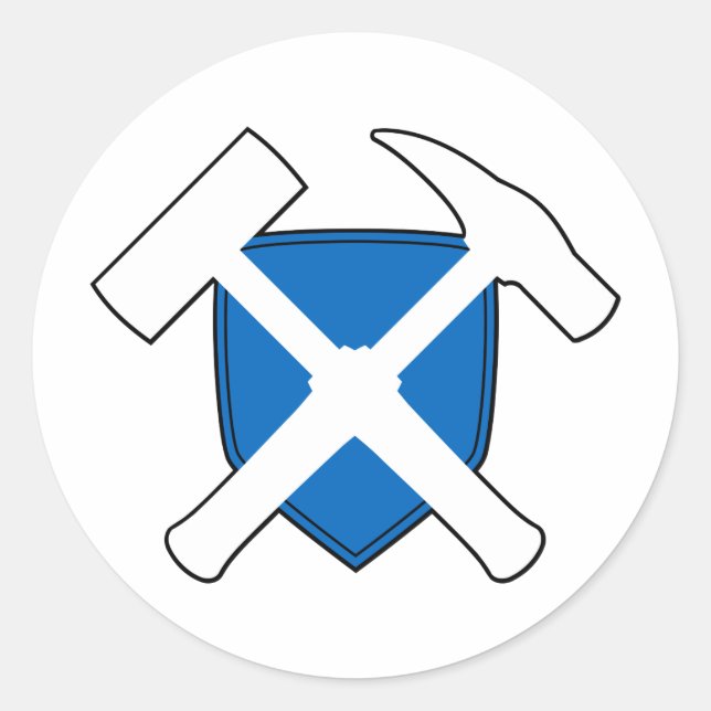 Geologist's Rock Hammer Shield- Scotland Flag Classic Round Sticker (Front)