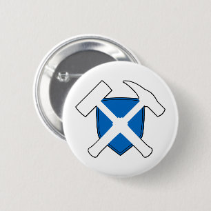 Geologist's Rock Hammer Shield- Scottish Flag Button