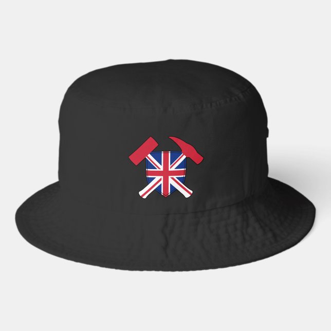 Geologist's Rock Hammer Union Jack Logo Bucket Hat (Front)