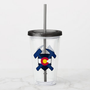Geologist's Rock Hammer with Colorado State Flag Acrylic Tumbler