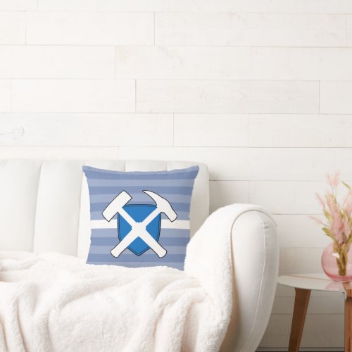 Geologists Rock Hammer with Scotland Flag Logo Throw Pillow