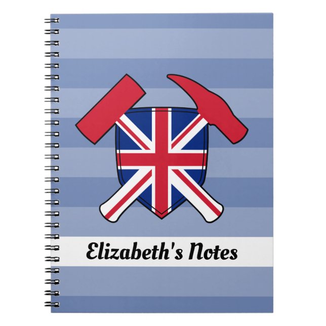 Geologist's Rock Hammer with Union Jack Logo Notebook (Front)