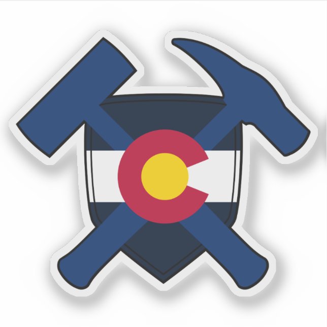 Geologist's Rock Hammers- Colorado State Flag Sticker (Front)