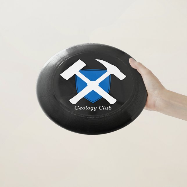Geologists's Rock Hammer and Scottish Flag Logo Wham-O Frisbee (In Hand)