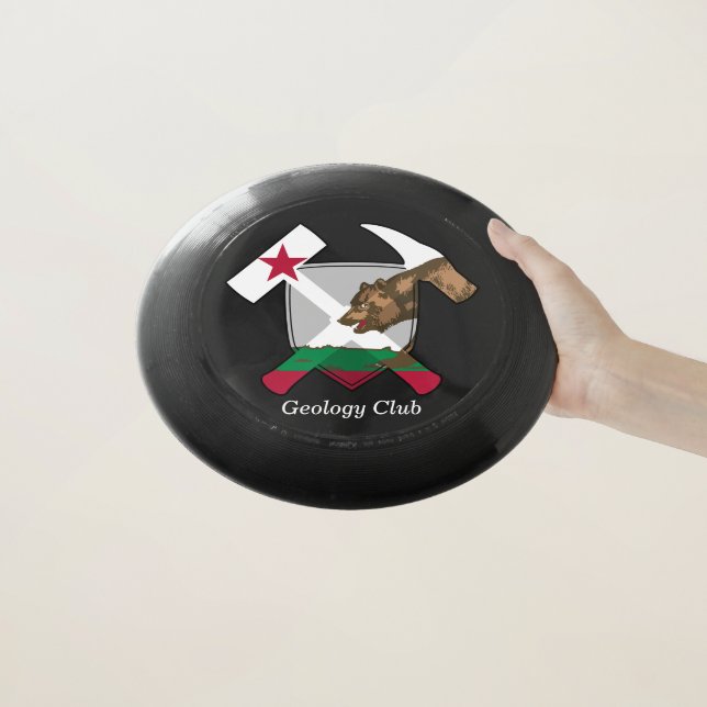 Geologists's Rock Hammer Shield- California Flag Wham-O Frisbee (In Hand)