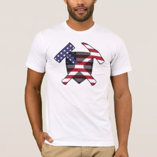 Geologists's USA Flag Rock Hammer Logo T-Shirt