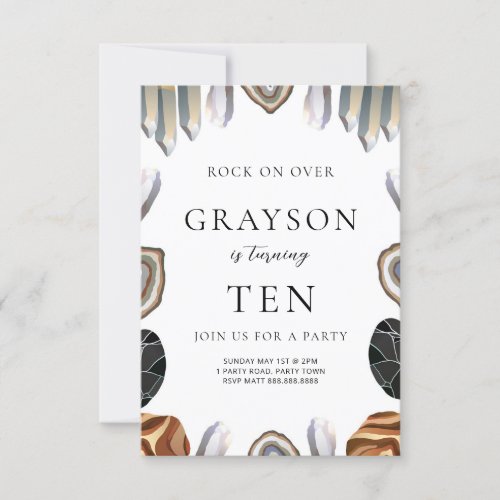 Geology Birthday Invitation Rocks Gems Crystals