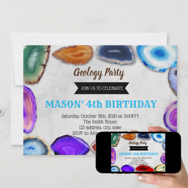 Geology birthday party invitation | Zazzle
