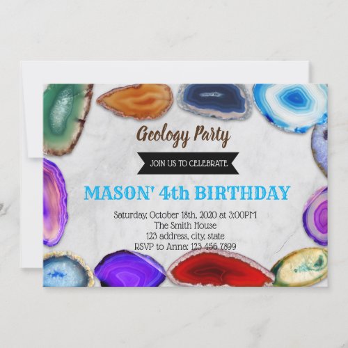 Geology birthday party invitation