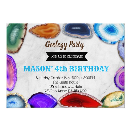 Geology birthday party invitation