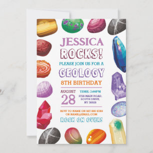 Geology Birthday Party Rocks Gems Crystals Invite