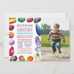 Geology Birthday Party Rocks Gems Crystals Photo Invitation