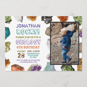 Geology Birthday Party Rocks Gems Crystals Photo Invitation