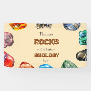 Geology birthday party rocks gemstone banner