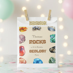 Geology birthday party rocks gemstone favor bag