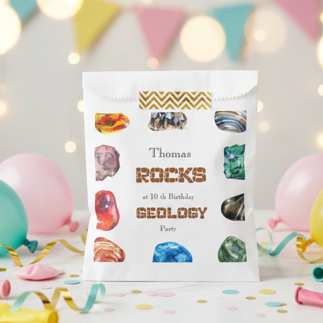 Geology birthday party rocks gemstone favor bag (Creator Uploaded)