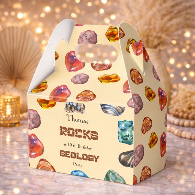 Geology birthday party rocks gemstone favor boxes (Creator Uploaded)