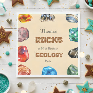 Geology birthday party rocks gemstone napkins