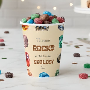 Geology birthday party rocks gemstone paper cups