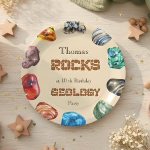 Geology birthday party rocks gemstone paper plates