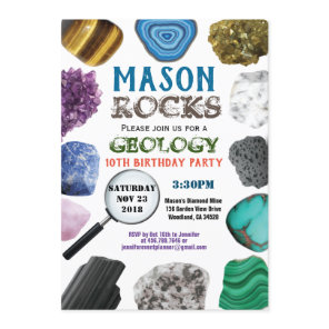 Geology Birthday Party Rocks Gemstones Crystals Invitation