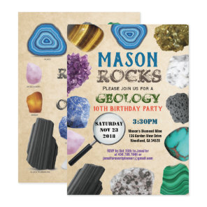 Geology Birthday Party Rocks Gemstones Crystals Invitation