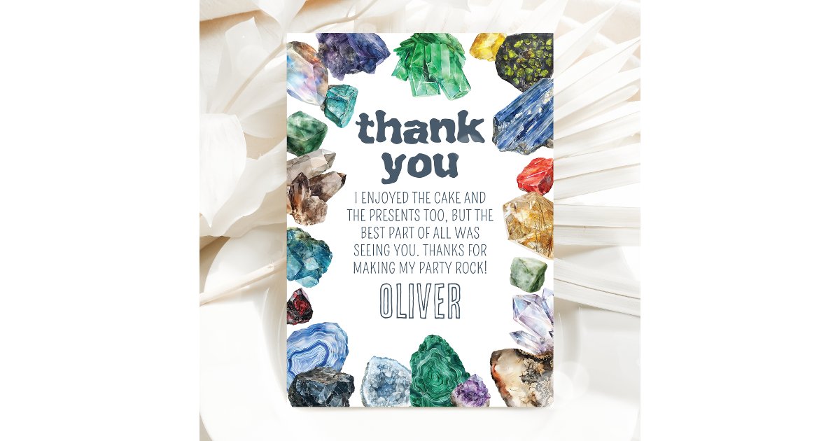 Geology Birthday Rocks Dig Party Thank You Card | Zazzle