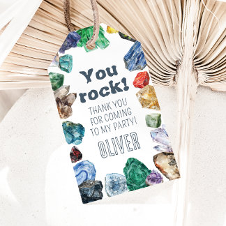 Geology Birthday Rocks Gem Dig Party Thank You Gift Tags