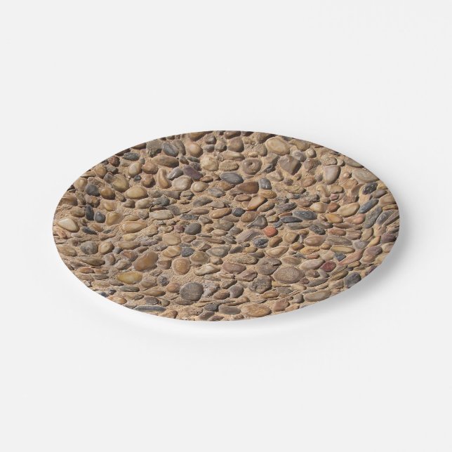 Geology Decorative Pebble Stones Photo Paper Plates (Angled)