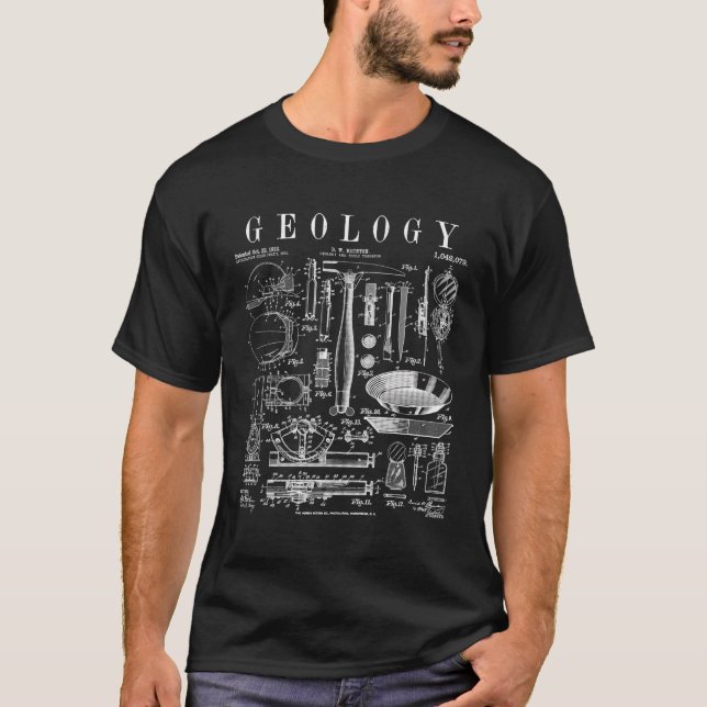 Geology Geologist Field Kit Tools Patent Print T-Shirt (Front)
